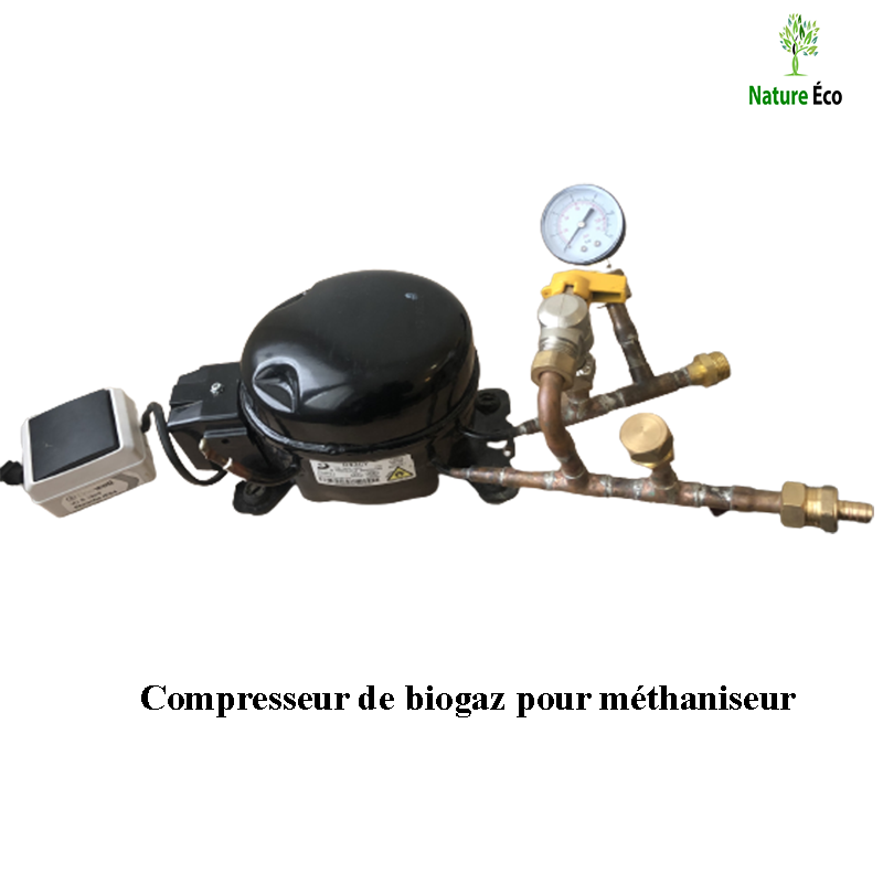 Compresseur de biogaz pour méthaniseur domestique, compression du biogaz